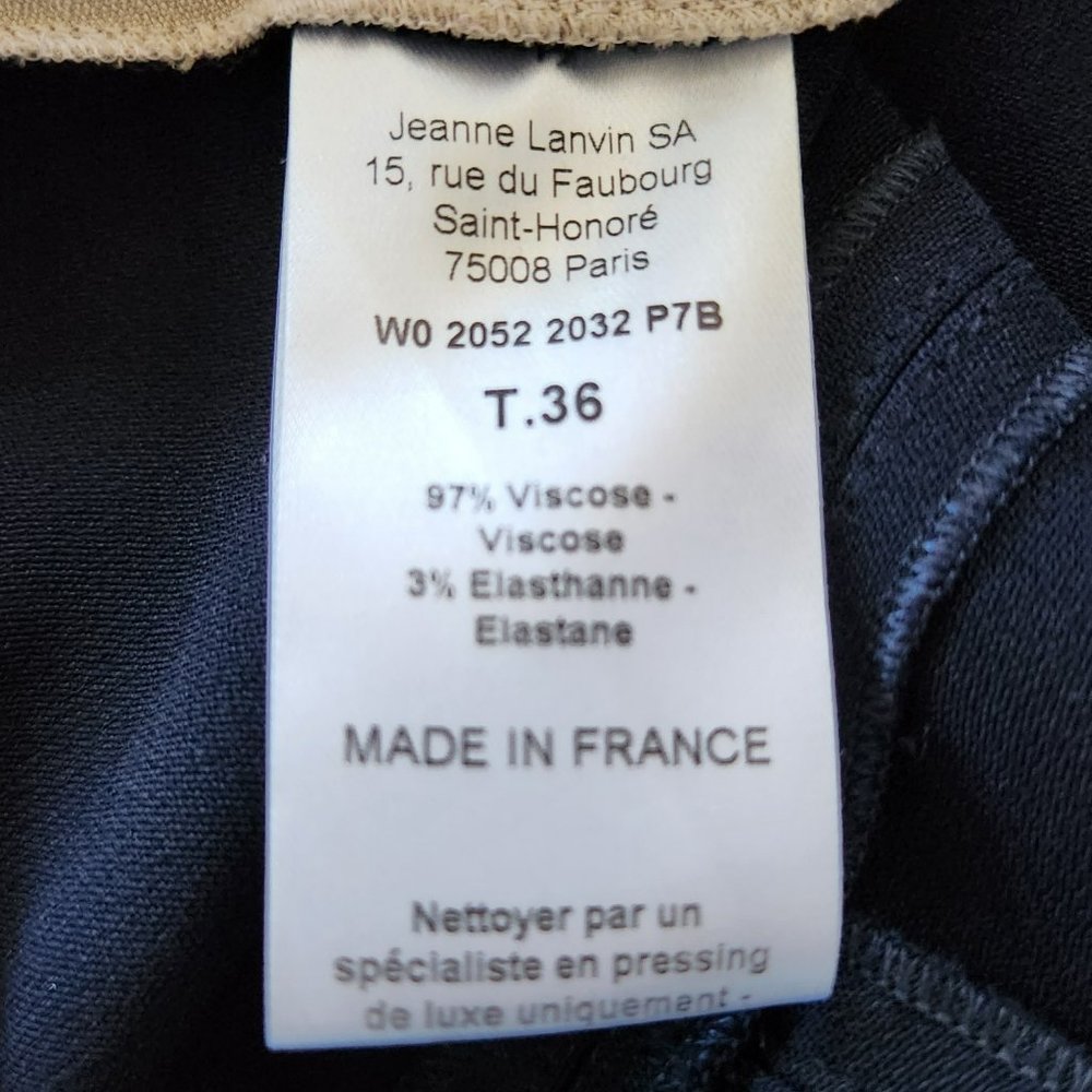 LANVIN 2 TONE VISCOSE TAILORED DRESS SZ 36 MADE IN FRANCE - Picture 8 of 8